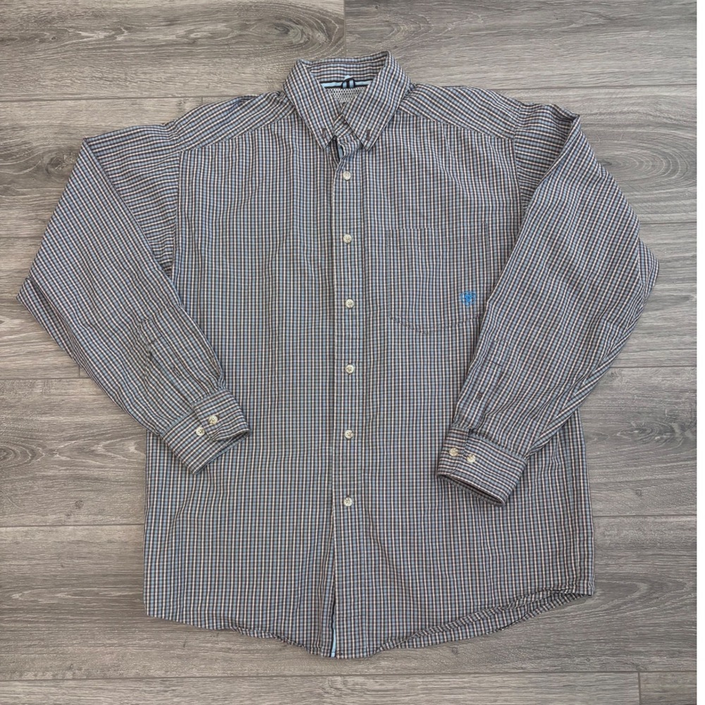 Ariat Pro Series Mens Medium Plaid Button Up Long Sleeve Shirt Cowboy‎ Rodeo